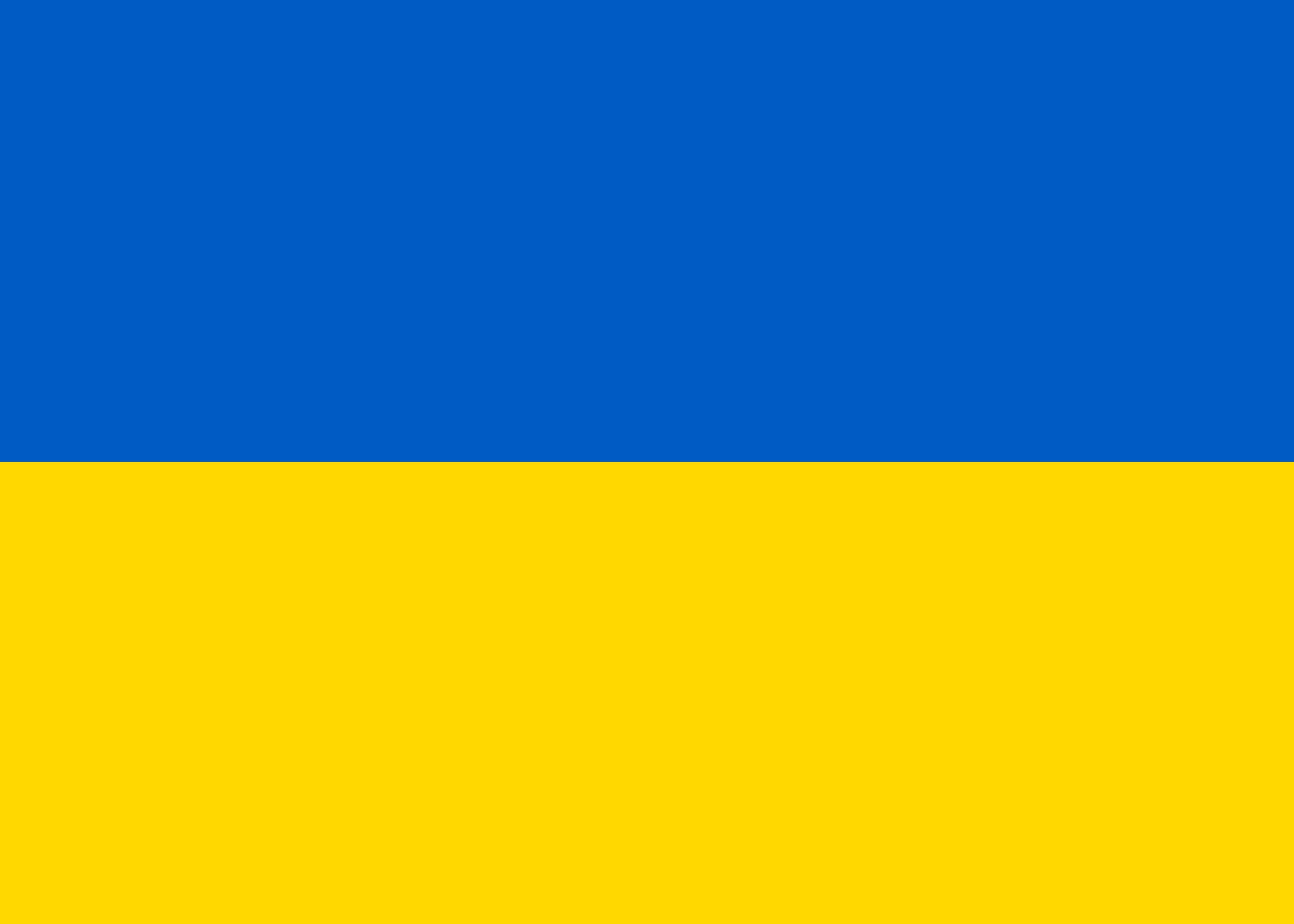 Hier sehen Sie die zweigeteilte ukrainische Flagge