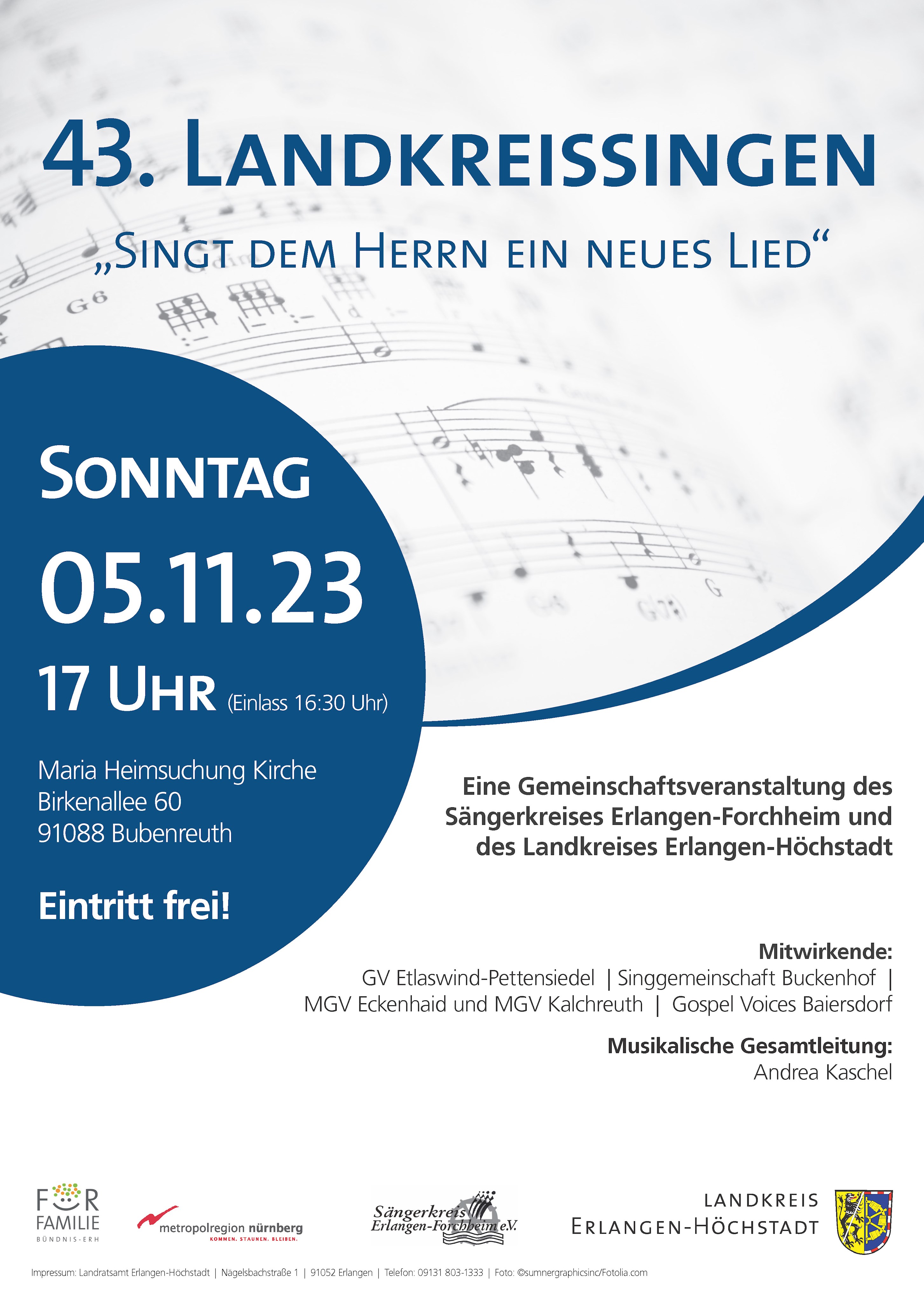 Vier Chöre aus dem Landkreis singen in Bubenreuth