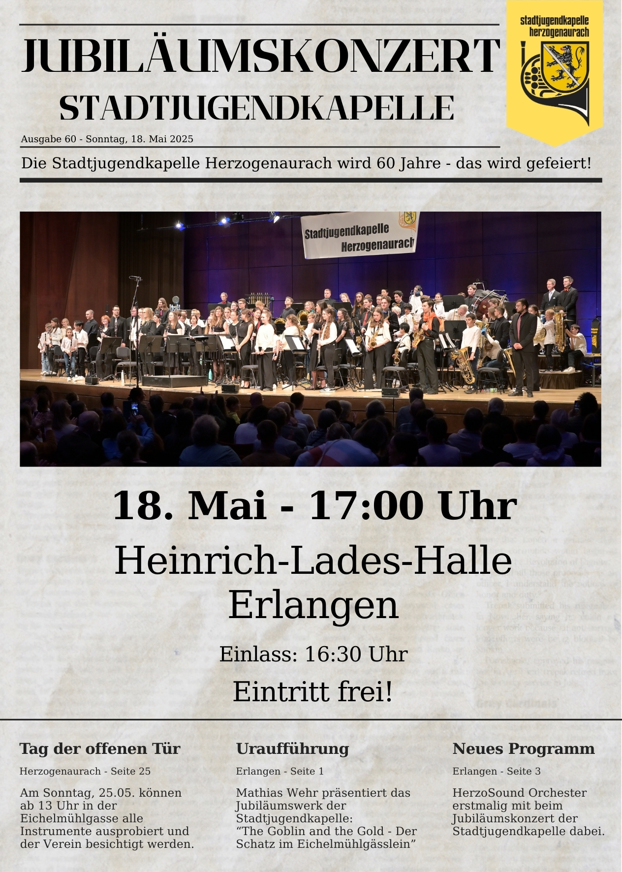 Jubiläumskonzert 60 Jahre Stadtjugendkapelle Herzogenaurach mit Uraufführung