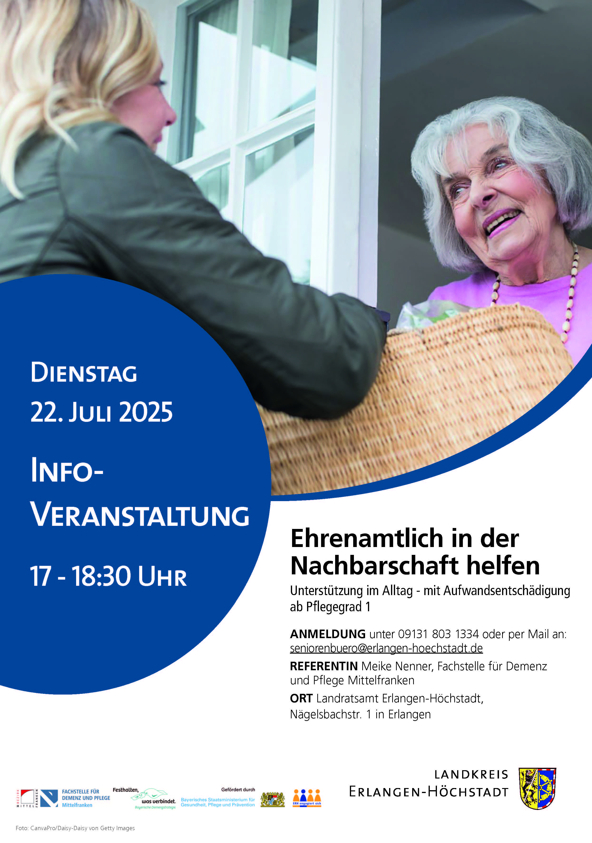 Infoveranstaltung: Ehrenamtlich in der Nachbarschaft helfen - mit Aufwandsentschädigung ab Pflegegrad 1